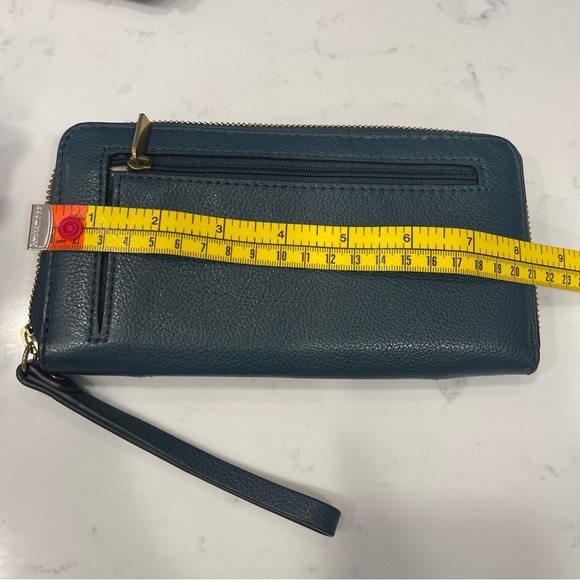 Fossil Jori Deep Teal Leather Wallet Wristlet - Picture 4 of 5